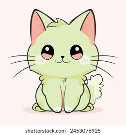 dibujos animados, lindo, personaje, divertido, ilustración, anime, gato, mascota, gatito, feliz, animal, gatito, bebé, adorable, diseño, kawaii, aislado, diversión, naranja, arte, Vector, vacaciones, garabato, pegatina, hermoso