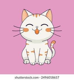 Cartoon, niedlich, Charakter, lustig, Illustration, Anime, Katze, Haustier, Kätzchen, glücklich, Tier, Kätzchen, Baby, bezaubernd, Design, Kawaii, einzeln, Spaß, Orange, Kunst, Vektor, Urlaub, doodle, Aufkleber, schön