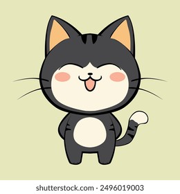cartoon, cute, character, funny, illustration, anime, cat, pet, kitten, happy, animal, kitty, baby, adorable, design, kawaii, isolated, fun, orange, art, vector, holiday, doodle, sticker, beautiful
