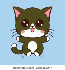 cartoon, cute, character, funny, illustration, anime, cat, pet, kitten, happy, animal, kitty, baby, adorable, design, kawaii, isolated, fun, orange, art, vector, holiday, doodle, sticker, beautiful