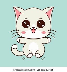 cartoon, cute, character, funny, illustration, anime, cat, pet, kitten, happy, animal, kitty, baby, adorable, design, kawaii, isolated, fun, orange, art, vector, holiday, doodle, sticker, beautiful