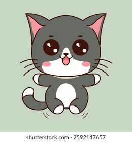 cartoon, cute, character, funny, illustration, anime, cat, pet, kitten, happy, animal, kitty, baby, adorable, design, kawaii, isolated, fun, orange, art, vector, holiday, doodle, sticker, beautiful