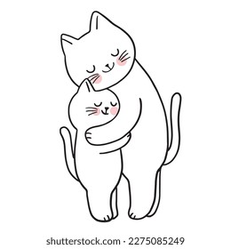 Cartoon cute character funny mom and baby cat vector.