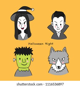 Cartoon cute character Halloween vector.