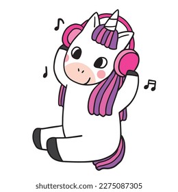 Cartoon cute character unicorn vector.