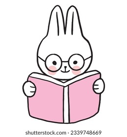 Cartoon cute character white rabbit and heart vector.