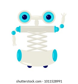 Cartoon Cute chat bot in flat design. Friendly Android Robot Character isolated on white background. Vector illustration eps 10