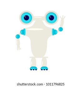Cartoon Cute chat bot in flat design. Friendly Android Robot Character isolated on white background. Vector illustration eps 10