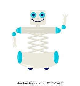 Cartoon Cute chat bot in flat design. Friendly Android Robot Character isolated on white background. Vector illustration eps 10