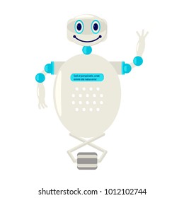Cartoon Cute chat bot in flat design. Friendly Android Robot Character isolated on white background. Vector illustration eps 10