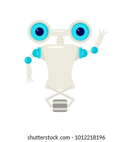 Cartoon Cute chat bot in flat design. Friendly Android Robot Character isolated on white background. Vector illustration eps 10