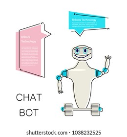 Cartoon Cute chat bot in flat design. Friendly Android Robot Character isolated on white background. Vector illustration eps 10