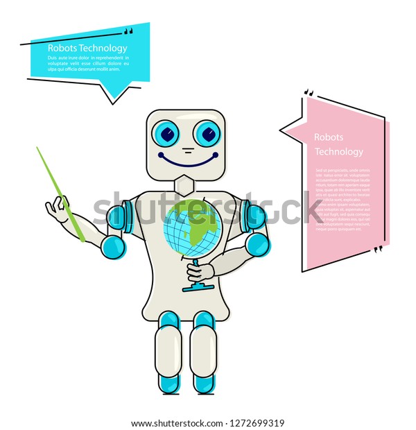 Cartoon Cute Chat Bot Flat Design Stock Vector Royalty Free