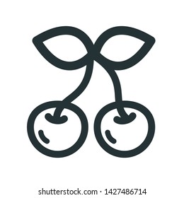 cartoon cute cherry vector outline