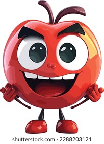 cartoon cute chibi apple character, vector art
