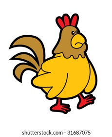 Cartoon cute chicken character mascot vector illustration