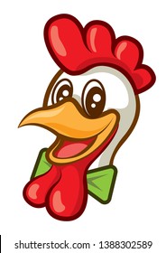 Cartoon cute chicken head character - vector