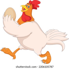 cartoon cute chicken holding egg