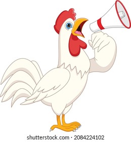 cartoon cute chicken holding megaphone