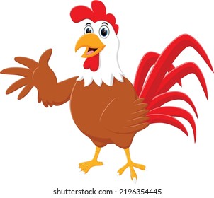 Cartoon cute Chicken posing on white background