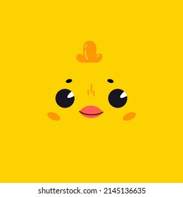 A cartoon cute chicken with a square shape. A card for developmental games. Square icon for apps or games with the face of a rat. Vector illustration isolated on white background