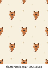 Cartoon cute child pattern with tigers