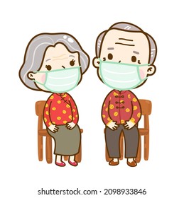 Cartoon Cute Chinese  Couple Vector.