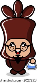cartoon cute chocolate candy roll mascot costume character vector science professor