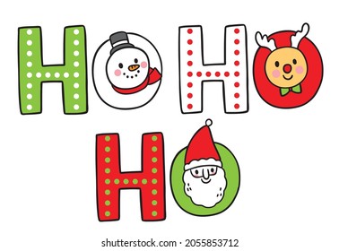 Cartoon cute Christmas and New year snowman and deerand santa claue vector.