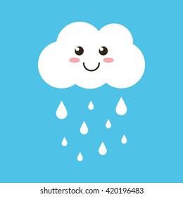 Cartoon Cute Cloud Character Rain Icon Stock Vector (Royalty Free ...