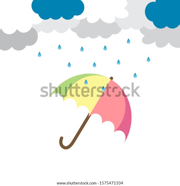 Cartoon Cute Cloud Water Droplets Green Stock Vector (Royalty Free ...