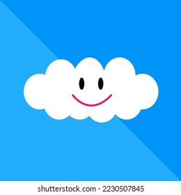 Caricatura nublada en cielo azul