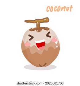 Cartoon  cute coconut character vector.