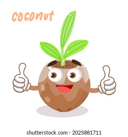 Cartoon  cute coconut character vector.