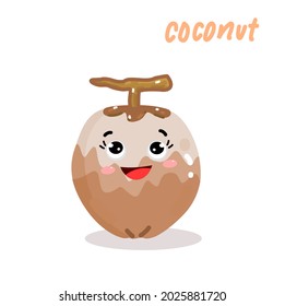 Cartoon  cute coconut character vector.