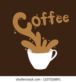 Cartoon cute coffee cup , Splash  is the word coffee vector.