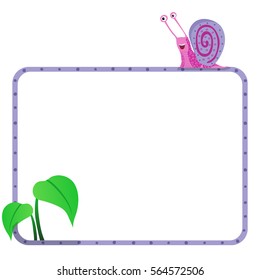 Cartoon cute color snail vector illustration with text space