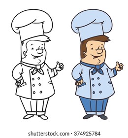 Cartoon cute cook chef. Vector illustration.