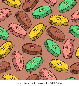 Cartoon cute cookie seamless background