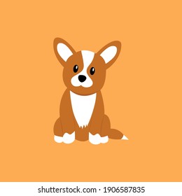 Cartoon cute corgi. Vector illustration in a flat style. 