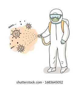 Cartoon cute Coronavirus, COVID-19, Nurse staff working  vector.