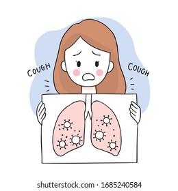 Cartoon cute Coronavirus, COVID-19, Spread of the virus vector.