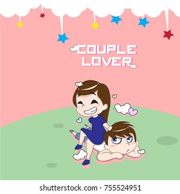 cartoon cute couple  lovers.
