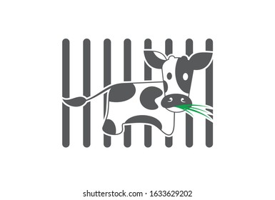 Cartoon cute cow icon. Cow milk vector logo. Meat farm  funny label. Dairy eco product emblem  vector illustration. 