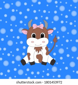 Cartoon cute cow. Vector illustration for children.