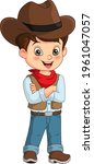 Cartoon of cute a cowboy boy