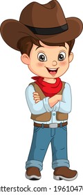 Cartoon of cute a cowboy boy