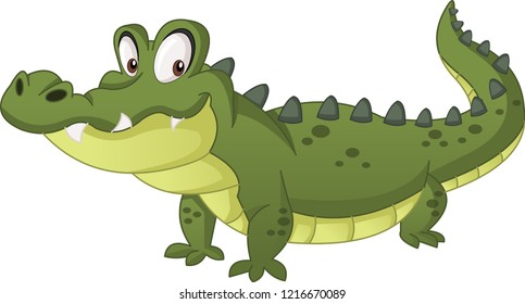 Cartoon cute crocodille. Vector illustration of funny happy alligator.