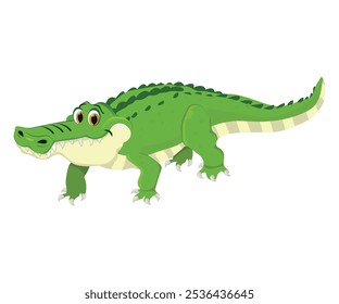 Cartoon cute crocodille. Vector illustration of funny happy alligator.