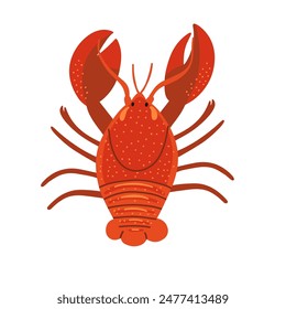 Cartoon cute crustacean. Sea hand draw animal. Vector illustration in isolated background.